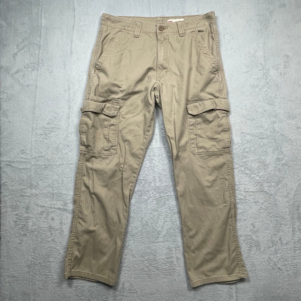 Wrangler Cargo Pants Mens 32x30 Tan Relaxed Fit Stretch Utility Trousers